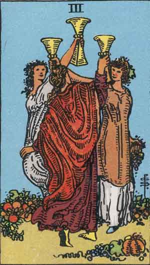 Three of Cups — Rider-Waite tarot card