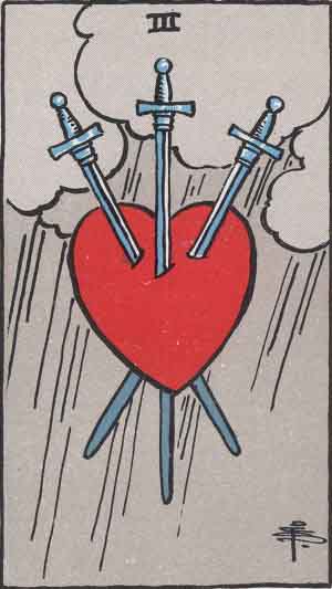 Three of Swords — Rider-Waite tarot card