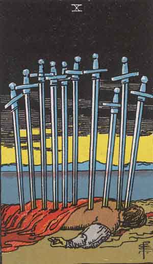 Ten of Swords — Rider-Waite tarot card