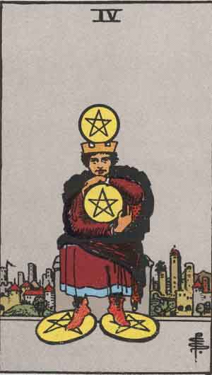 Four of Pentacles — Rider-Waite tarot card