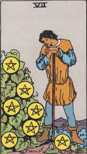 Seven of Pentacles — Rider-Waite tarot card