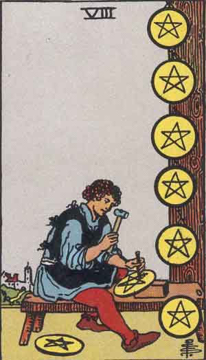 Eight of Pentacles — Rider-Waite tarot card